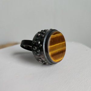 Erik Granit & Co. Ring Finland Sterling Silver Tiger's Eye Vintage Modernist 925